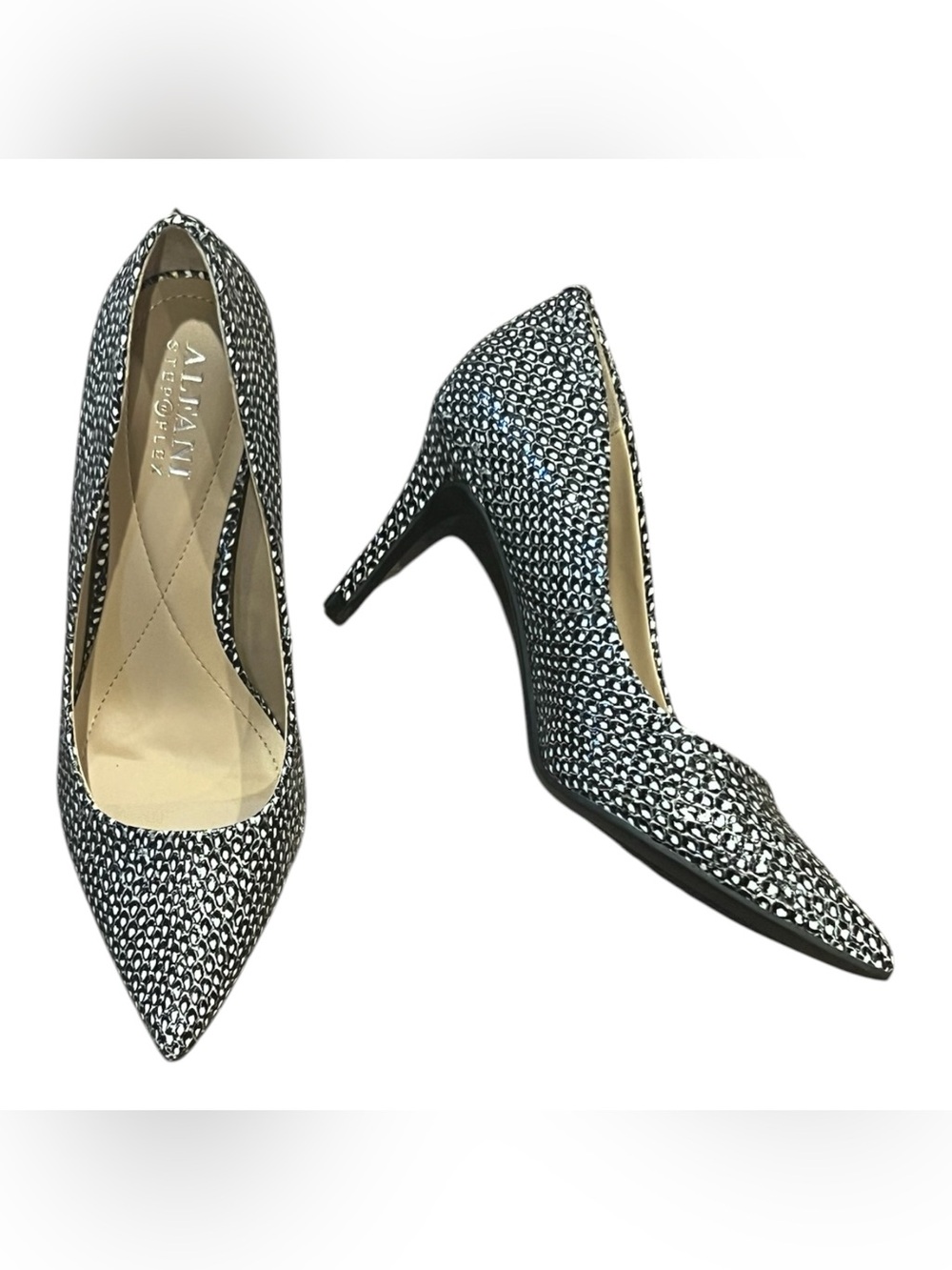 Alfani Jeules Black & White Snakeskin Pointed-Toe Pumps Size 5.5 Step Flex